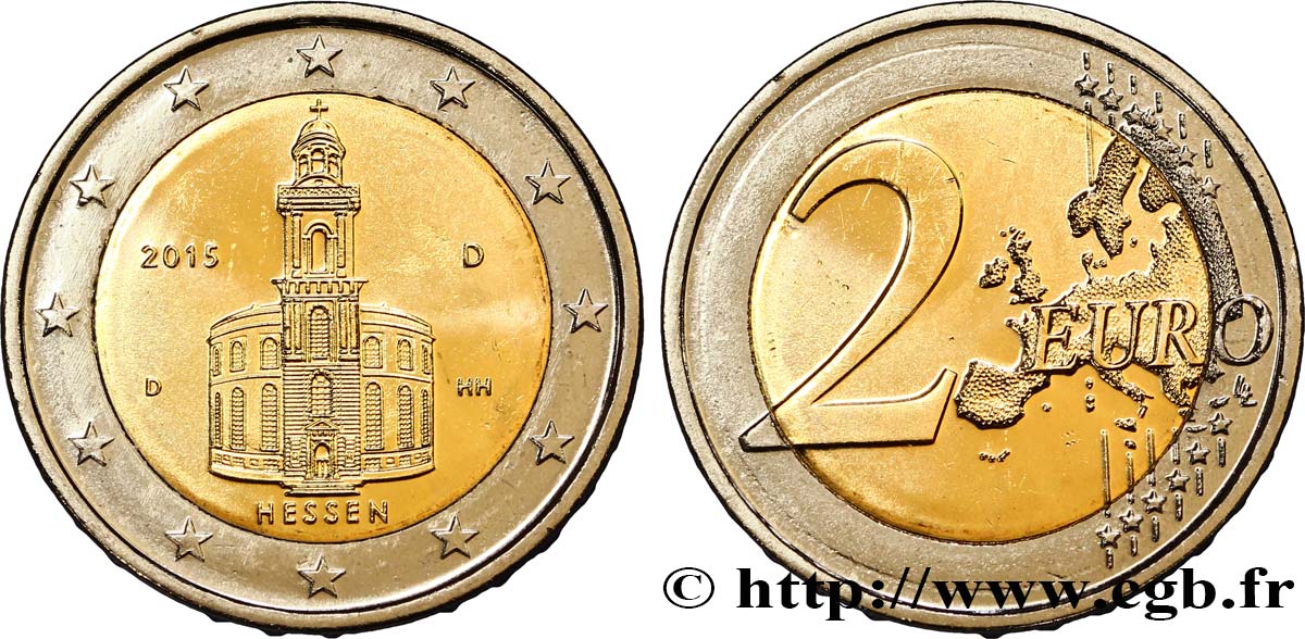 GERMANIA 2 Euro HESSE - EGLISE SAINT-PAUL 2015 MS