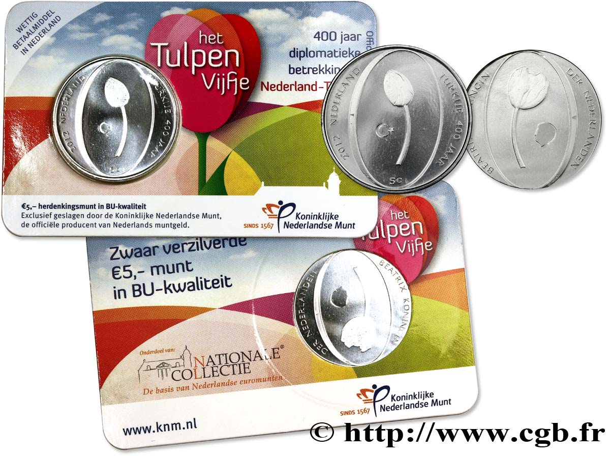 NETHERLANDS Coin-Card 5 Euro 400 ANS PAYS-BAS - TURQUIE 2012 Brilliant Uncirculated