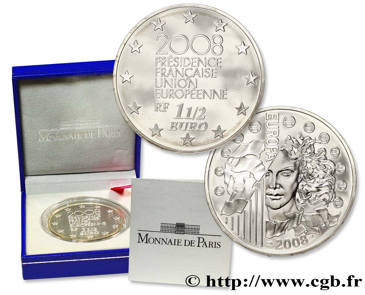 FRANKREICH Belle Épreuve 1 Euro 1/2 L EUROPA - PRESIDENCE FRANCAISE DE L’UNION EUROPEENNE 2008
