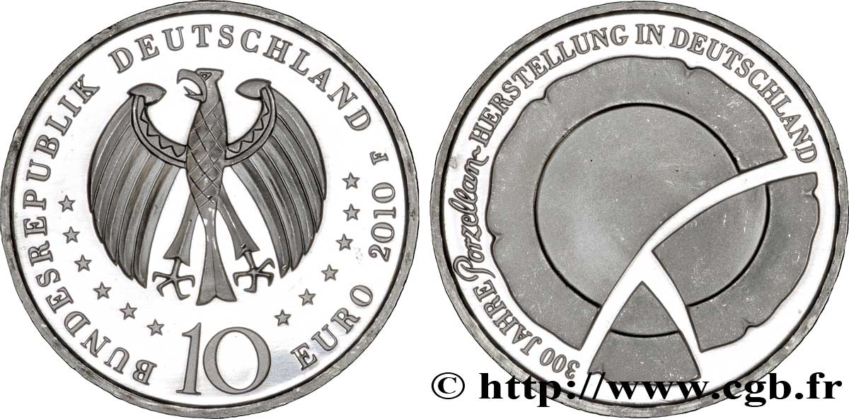 GERMANY 10 Euro 300 ANS DE PORCELAINE ALLEMANDE 2010 MS64