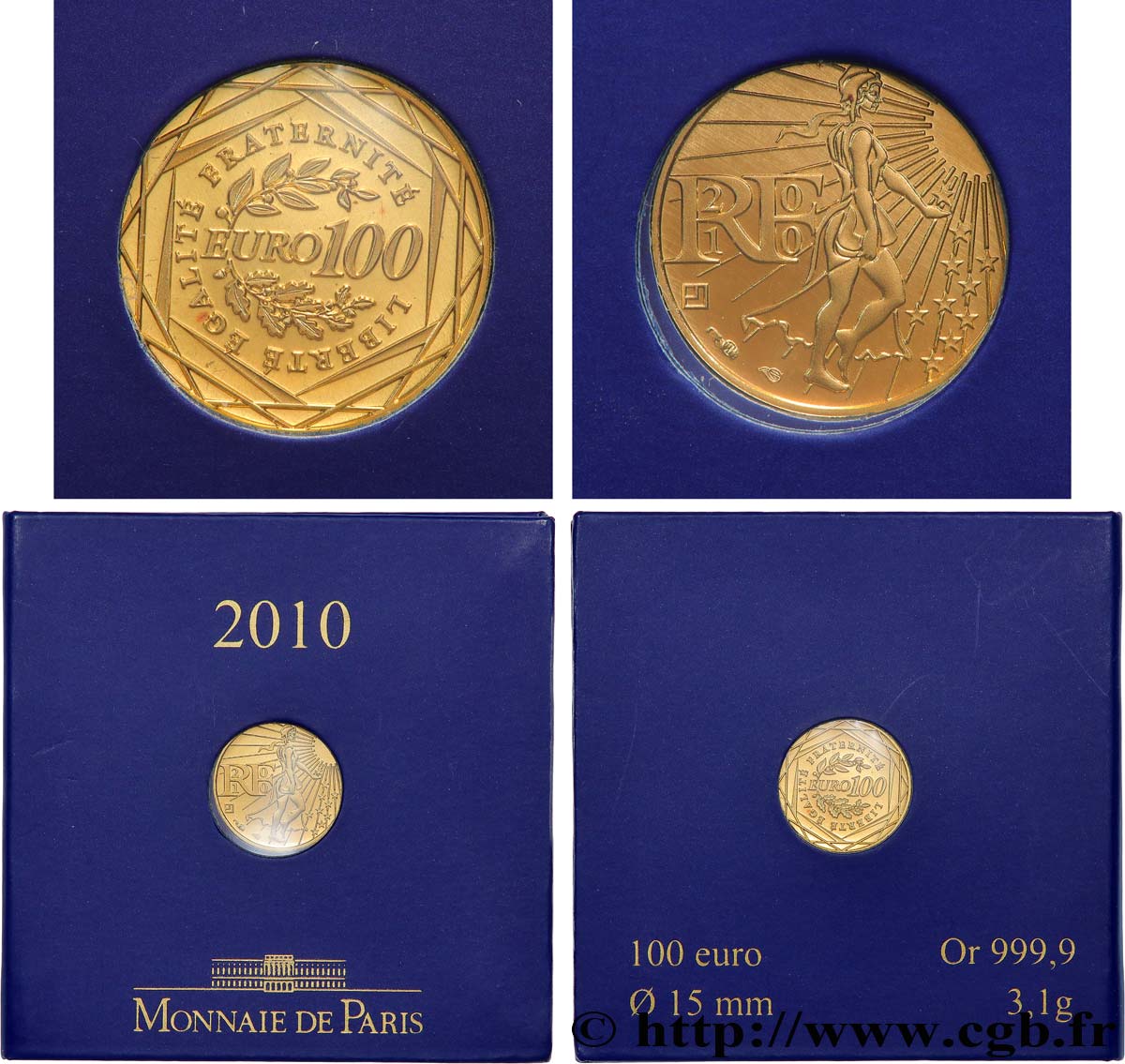 INVESTMENT GOLD 100 Euro LA SEMEUSE (or) 2010 BU