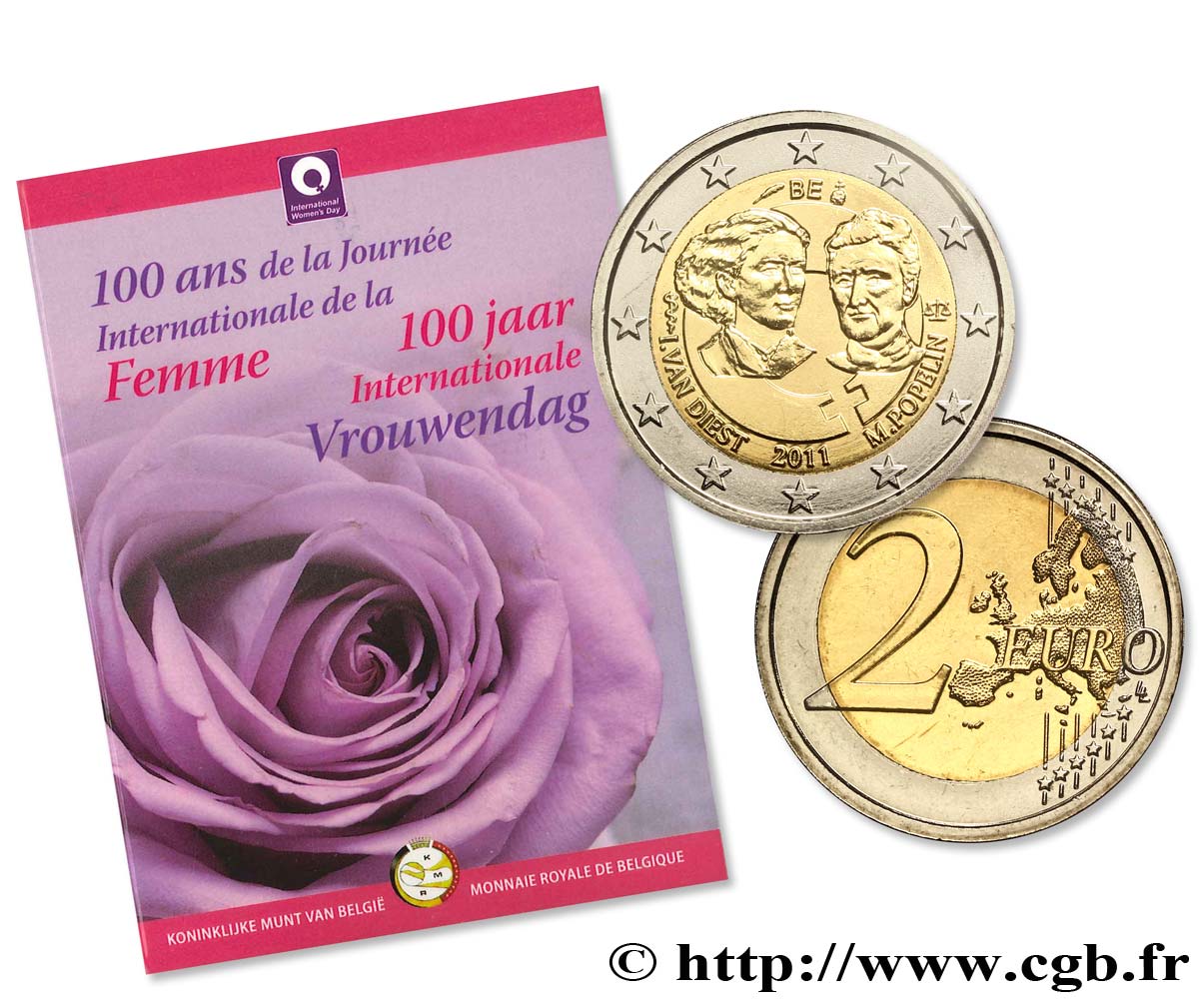 BELGIQUE Coin-Card 2 Euro 100 ANS DE LA JOURNÉE INTERNATIONALE DE LA FEMME 2011 FDC