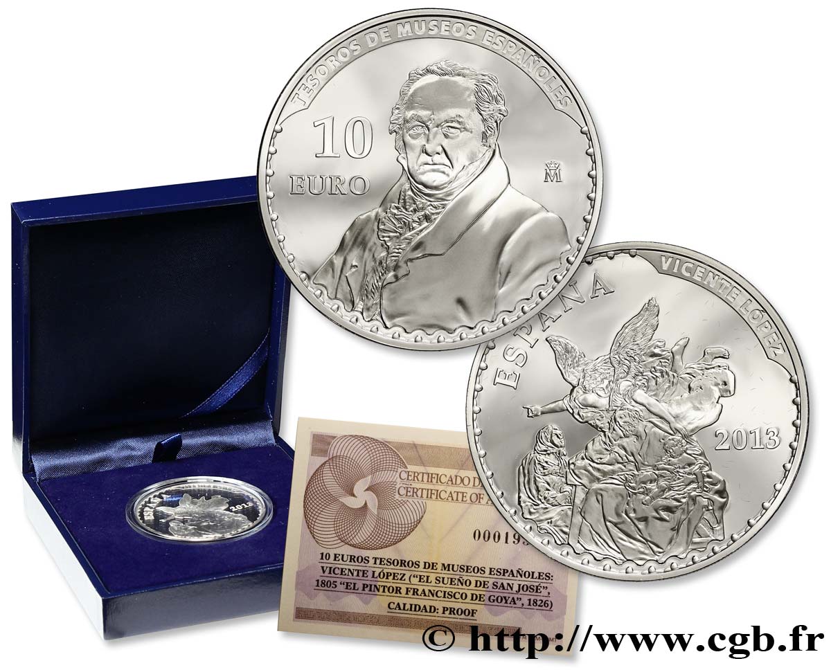 ESPAGNE Belle Épreuve 10 Euro VICENTE LOPEZ Y PORTANA 2013 BE