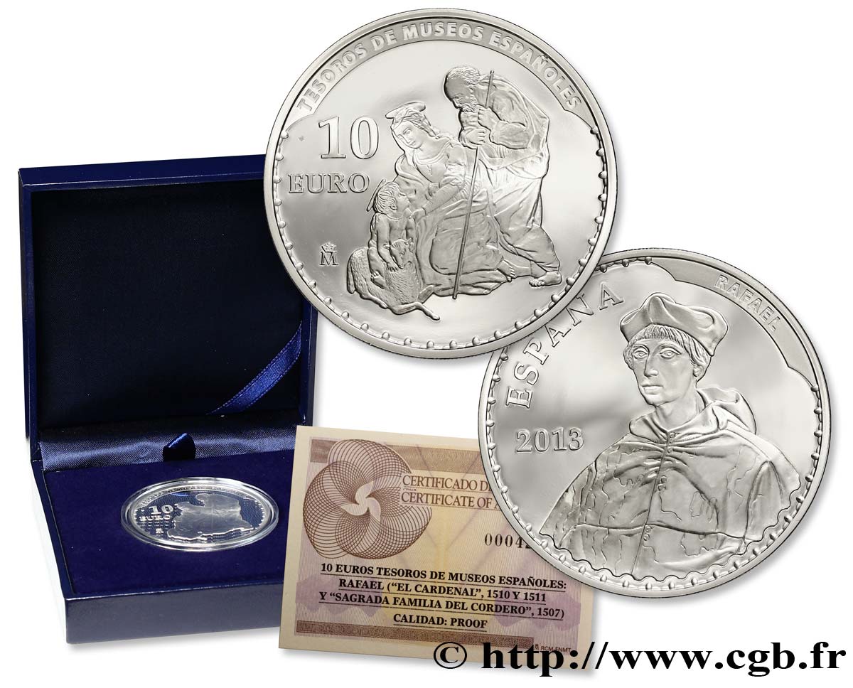 SPAIN Belle Épreuve 10 Euro RAPHAËL 2013 Proof set