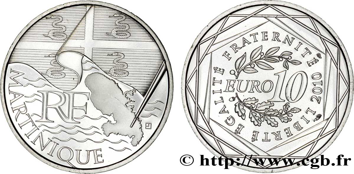 FRANCIA 10 Euro des RÉGIONS - MARTINIQUE
 2010 MS63
