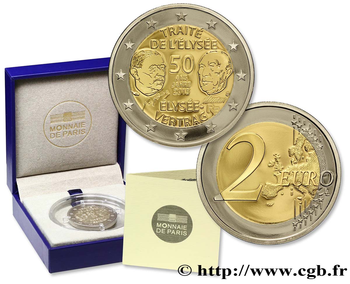 FRANCE Belle Épreuve 2 Euro 50 ANS DU TRAITÉ DE L ÉLYSÉE 2013 BE