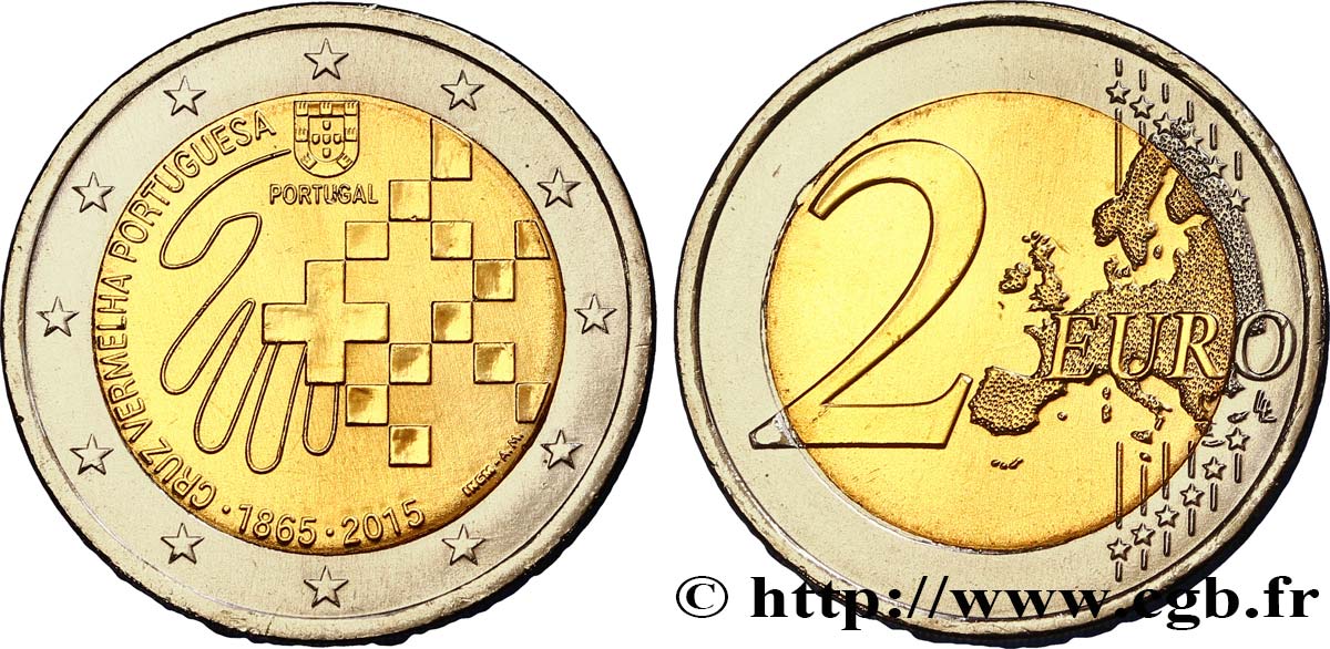 PORTUGAL 2 Euro 150e ANNIVERSAIRE DE LA CROIX-ROUGE 2015