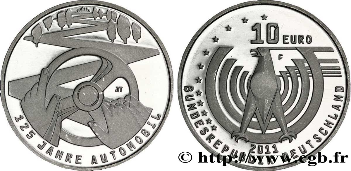 GERMANIA 10 Euro 125 ANS DE L’AUTOMOBILE 2011 MS64