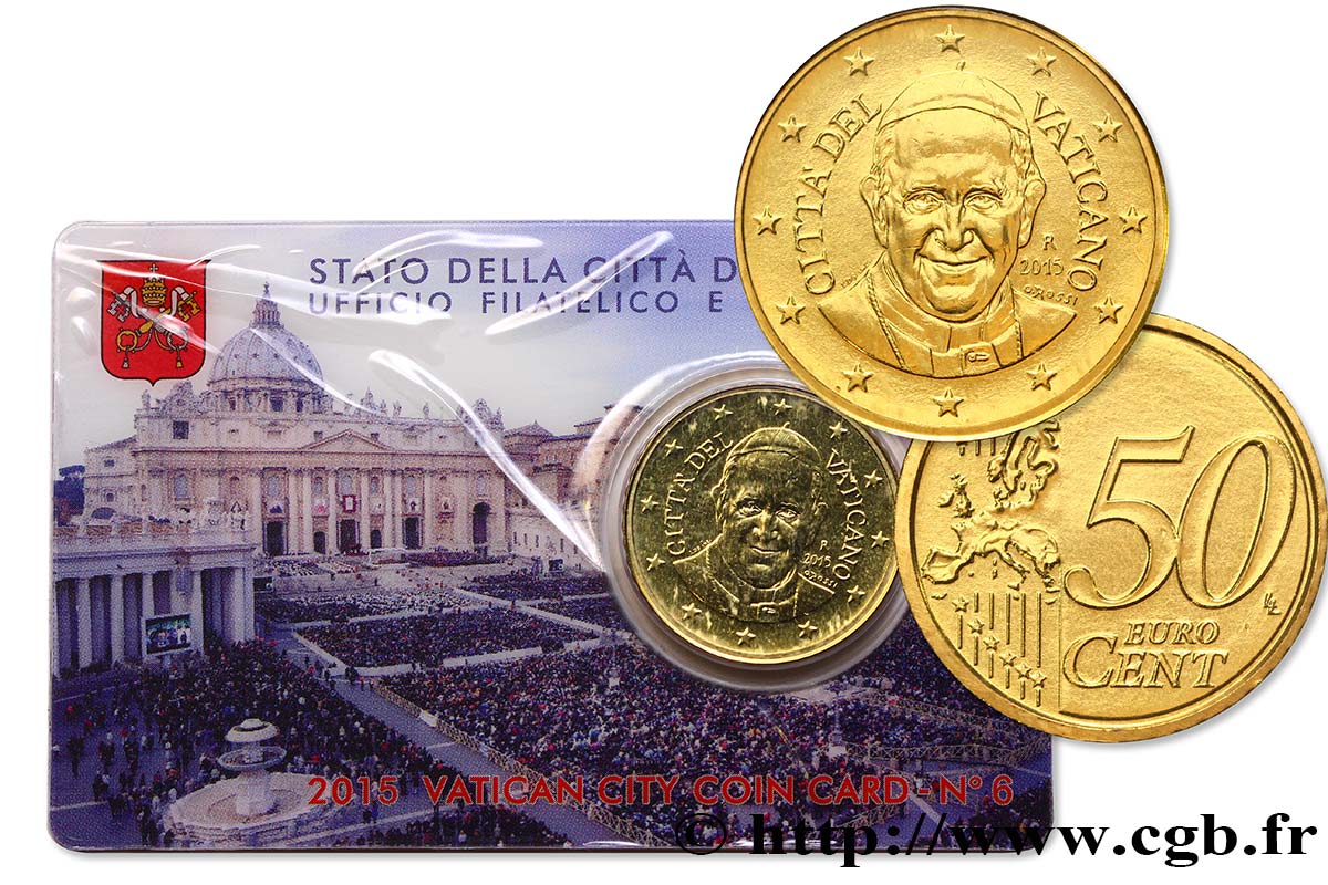 CITÉ DU VATICAN VATICAN Coin-Card (n°6) 50 Cent PLACE SAINT-PIERRE 2015 Rome