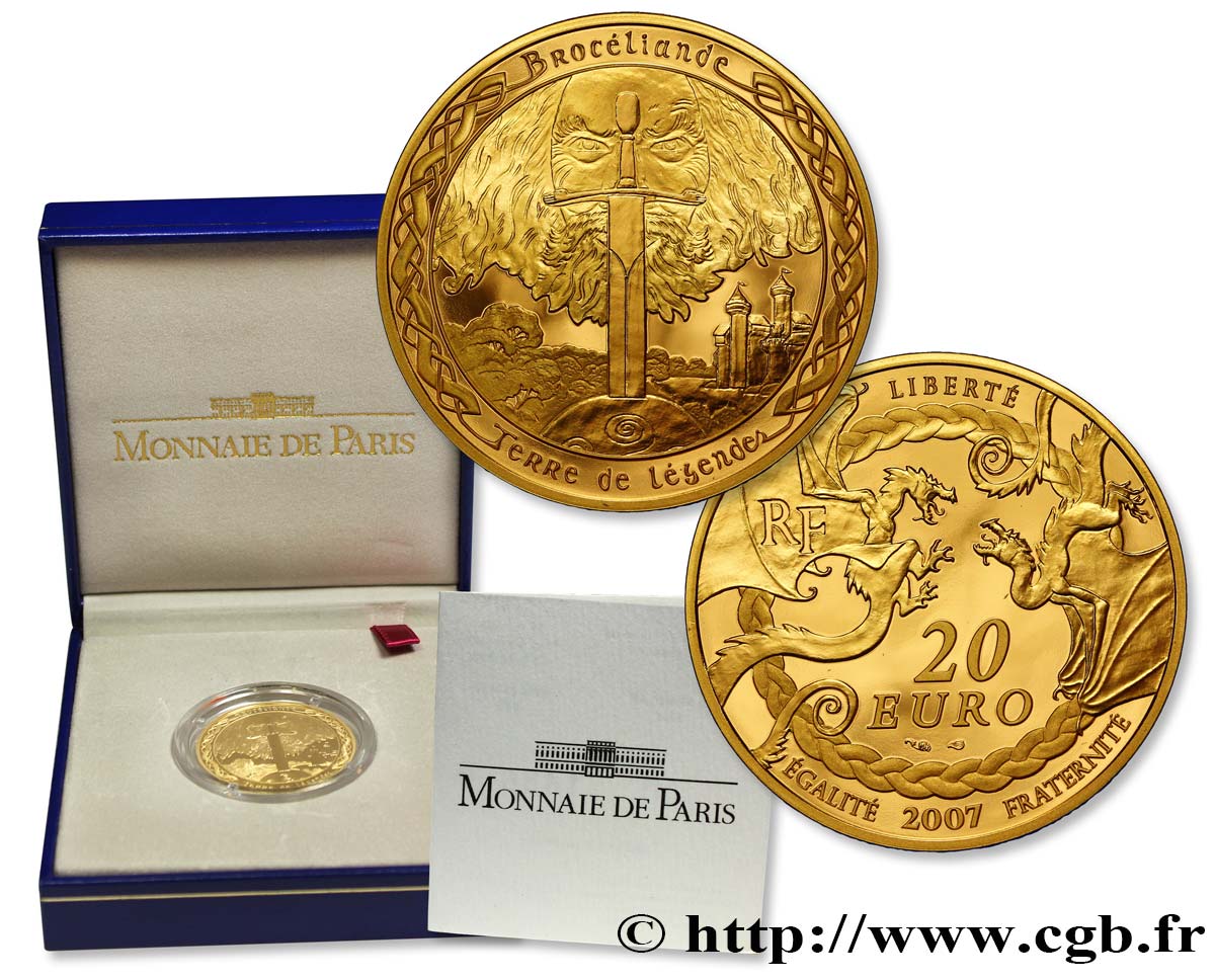 FRANCE Belle Épreuve 20 Euro BROCÉLIANDE 2007 Proof set