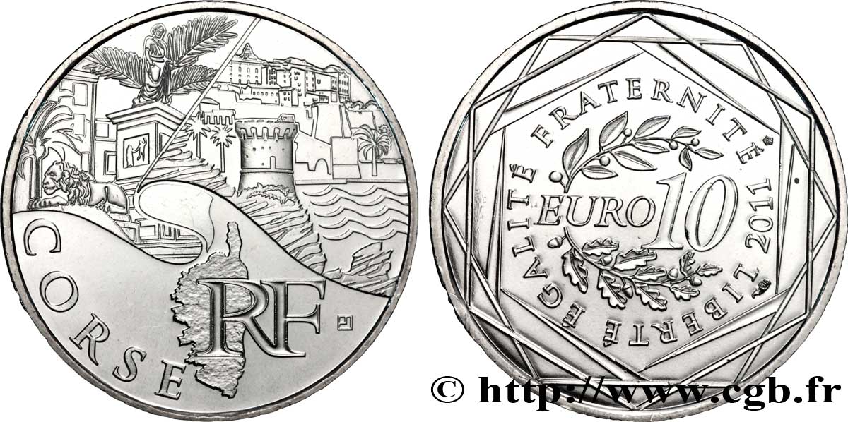 FRANCE 10 Euro des RÉGIONS - CORSE 2011 MS63
