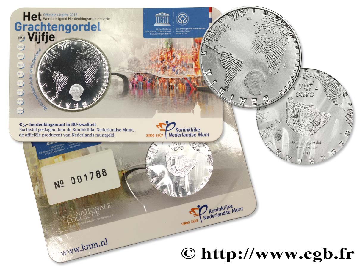 NIEDERLANDE Coin-Card 5 Euro LES CANAUX D’AMSTERDAM 2012