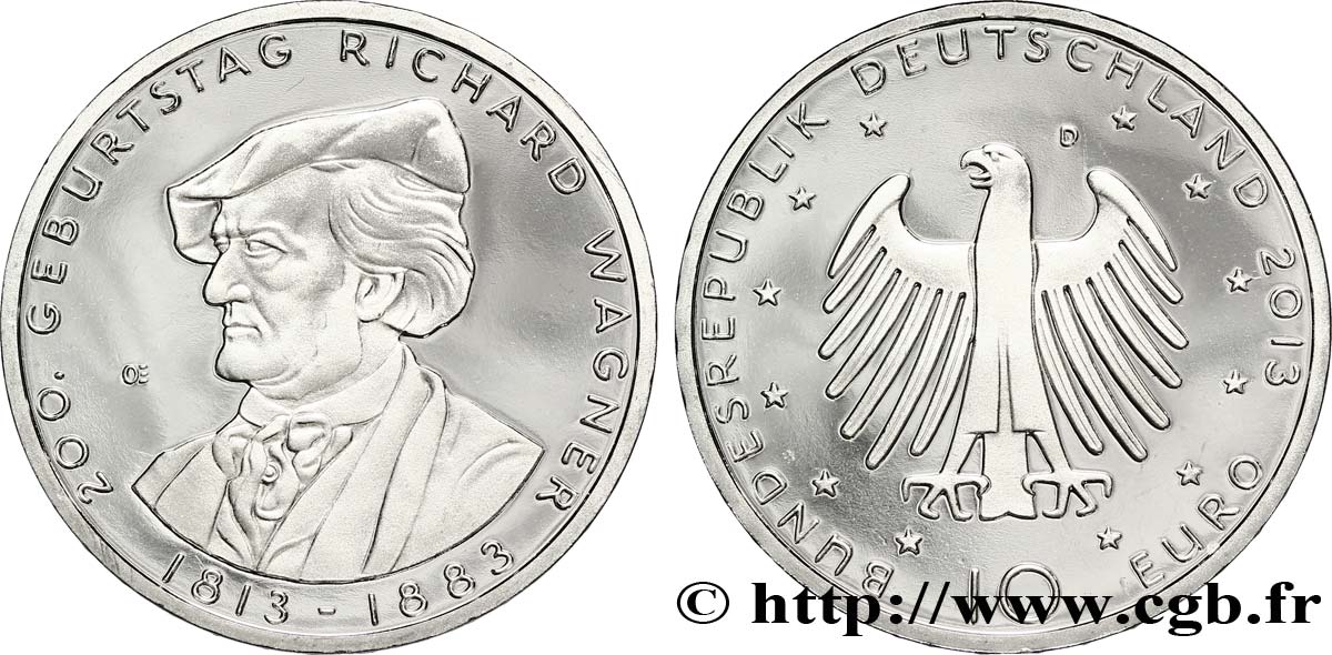 GERMANIA 10 Euro RICHARD WAGNER 2013 MS63