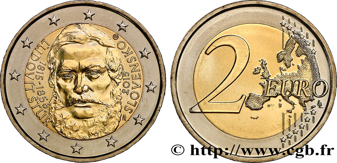 SLOVAKIA 2 Euro 200e ANNIVERSAIRE DE LA NAISSANCE DE LUDOVIT ŠTUR  2015 MS