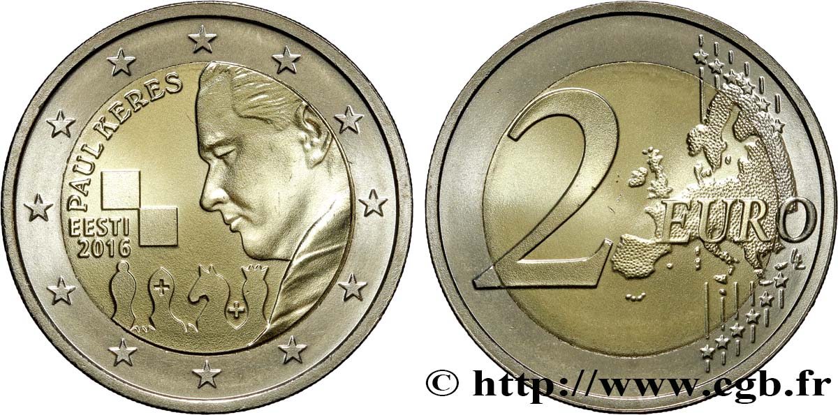 ESTONIA 2 Euro PAUL KERES 2016 MS