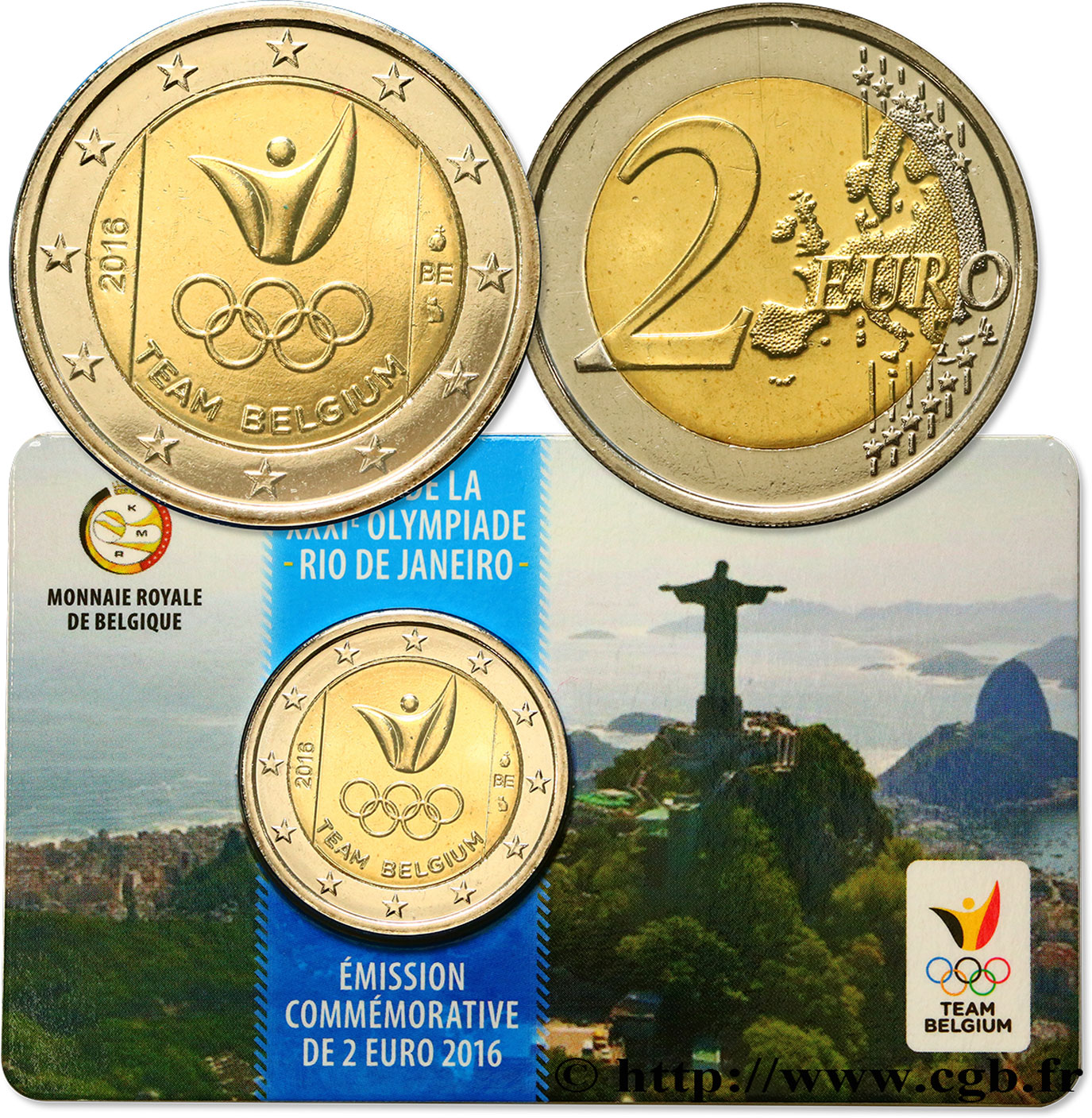 BÉLGICA Coin-card 2 Euro JEUX DE LA XXXIe OLYMPIADES DE RIO DE JANEIRO 2016 FDC