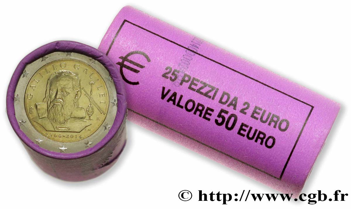 ITALIA Rouleau 25 x 2 Euro GALILÉE  2014 MS