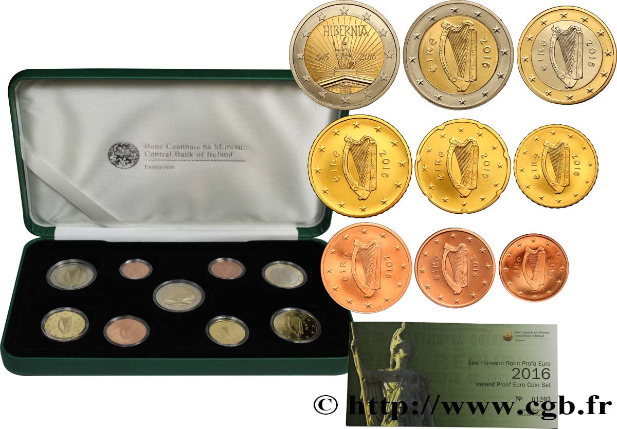 IRLANDE COFFRET Euro BELLE ÉPREUVE (9 pièces) 2016 BE