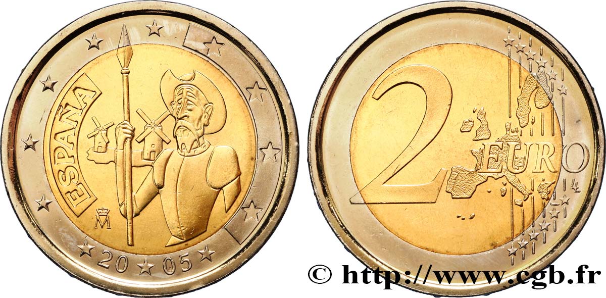 SPAIN 2 Euro DON QUICHOTTE 2005 MS
