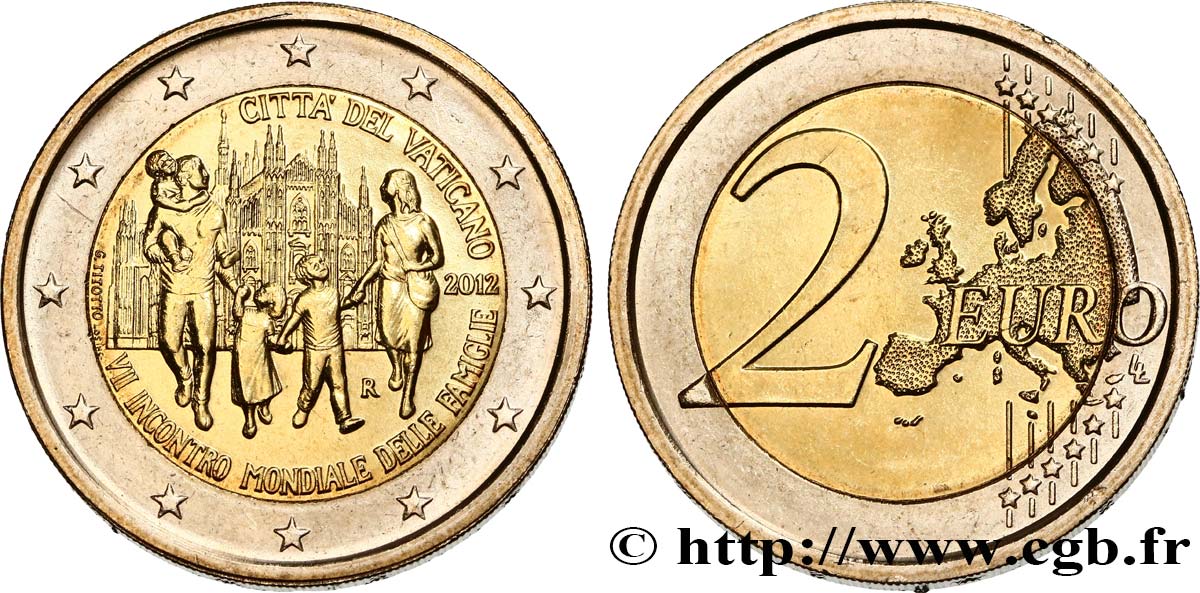 VATICANO 2 Euro 7e RENCONTRE MONDIALE DES FAMILLES
 2012 SC