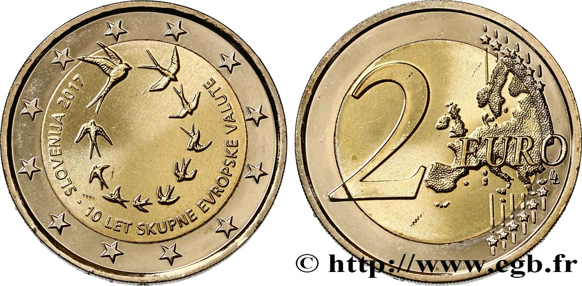 SLOVENIA 2 Euro 10e ANNIVERSAIRE DE L’INTRODUCTION DE L’EURO EN SLOVENIE 2017 MS