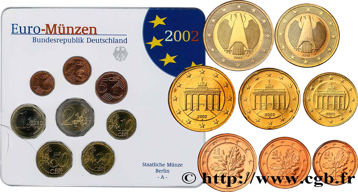 GERMANY SÉRIE Euro BRILLANT UNIVERSEL   2002 Brilliant Uncirculated