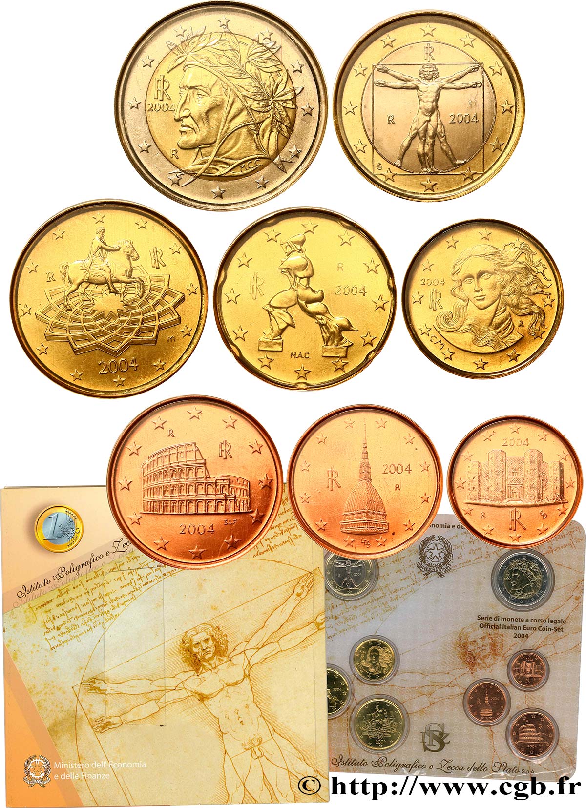 ITALIA SÉRIE Euro BRILLANT UNIVERSEL (8 pièces) 2004 BU