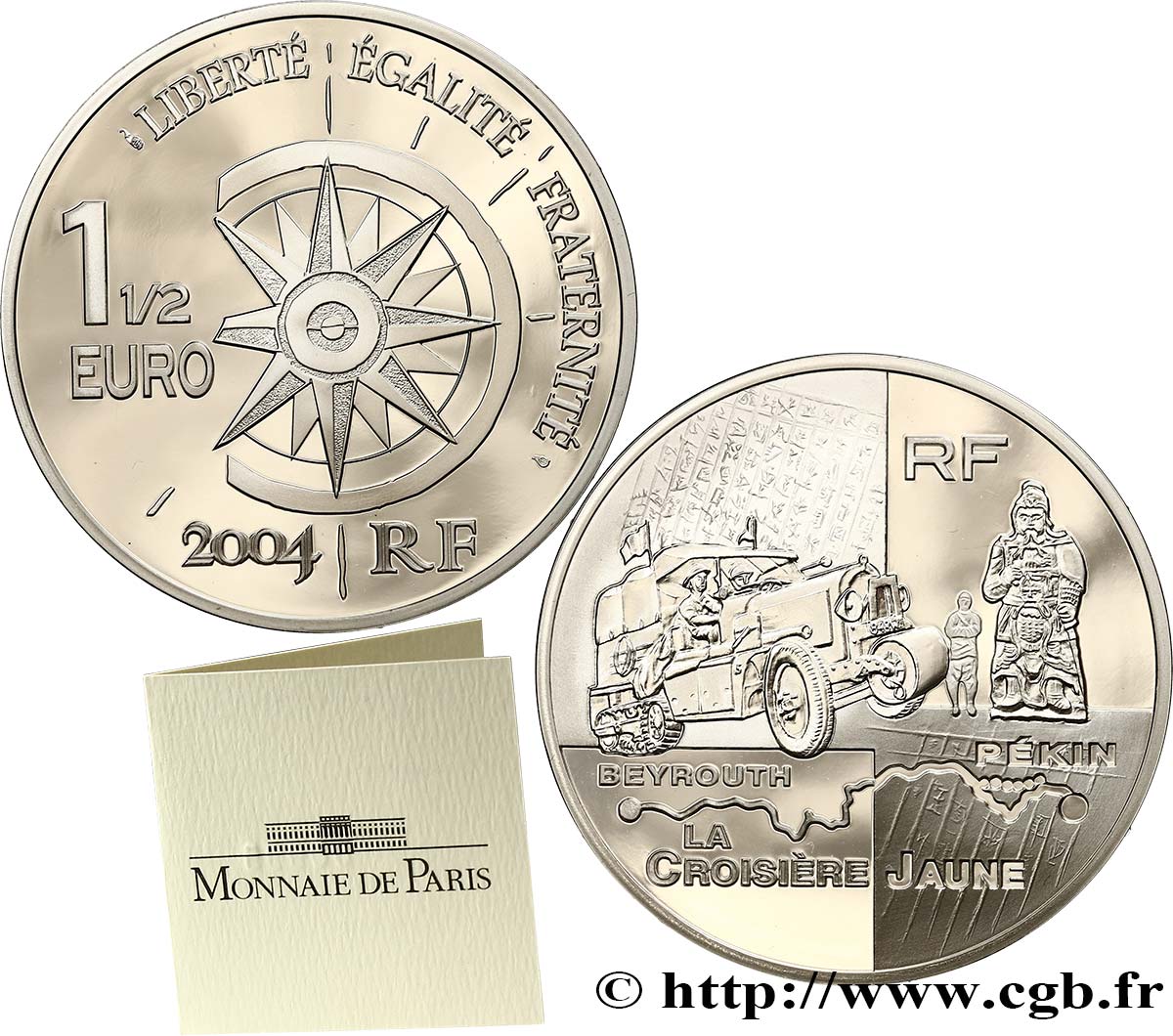 FRANCE Belle Épreuve 1 Euro 1/2 LA CROISIERE JAUNE 2004 BE