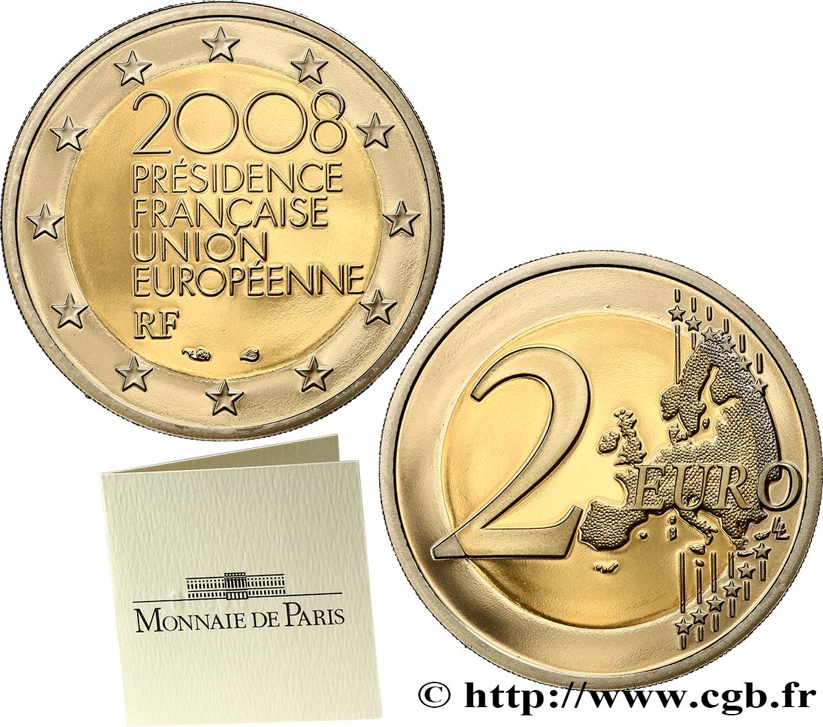 FRANCIA Belle Épreuve 2 Euro PRÉSIDENCE FRANÇAISE DE L’UNION EUROPÉENNE 2008 BE