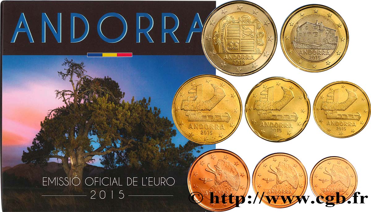 ANDORRE (PRINCIPAUTÉ) SÉRIE Euro BRILLANT UNIVERSEL  2015 BU