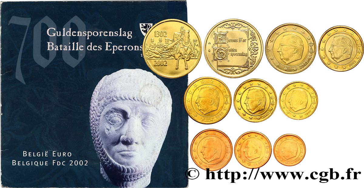 BÉLGICA SÉRIE Euro FDC - BATAILLE DES ÉPERONS D’OR 2002 FDC