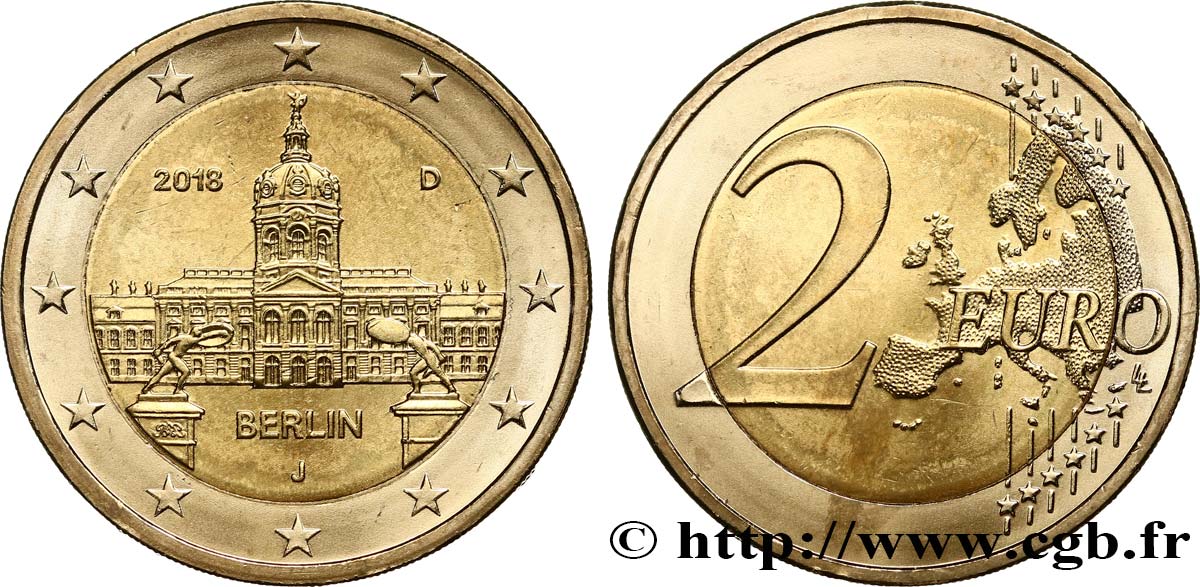 Germany 2 Euro Berlin Chateau De Charlottenburg Hambourg J 18 Hambourg J Feu 4743 Euro Coins