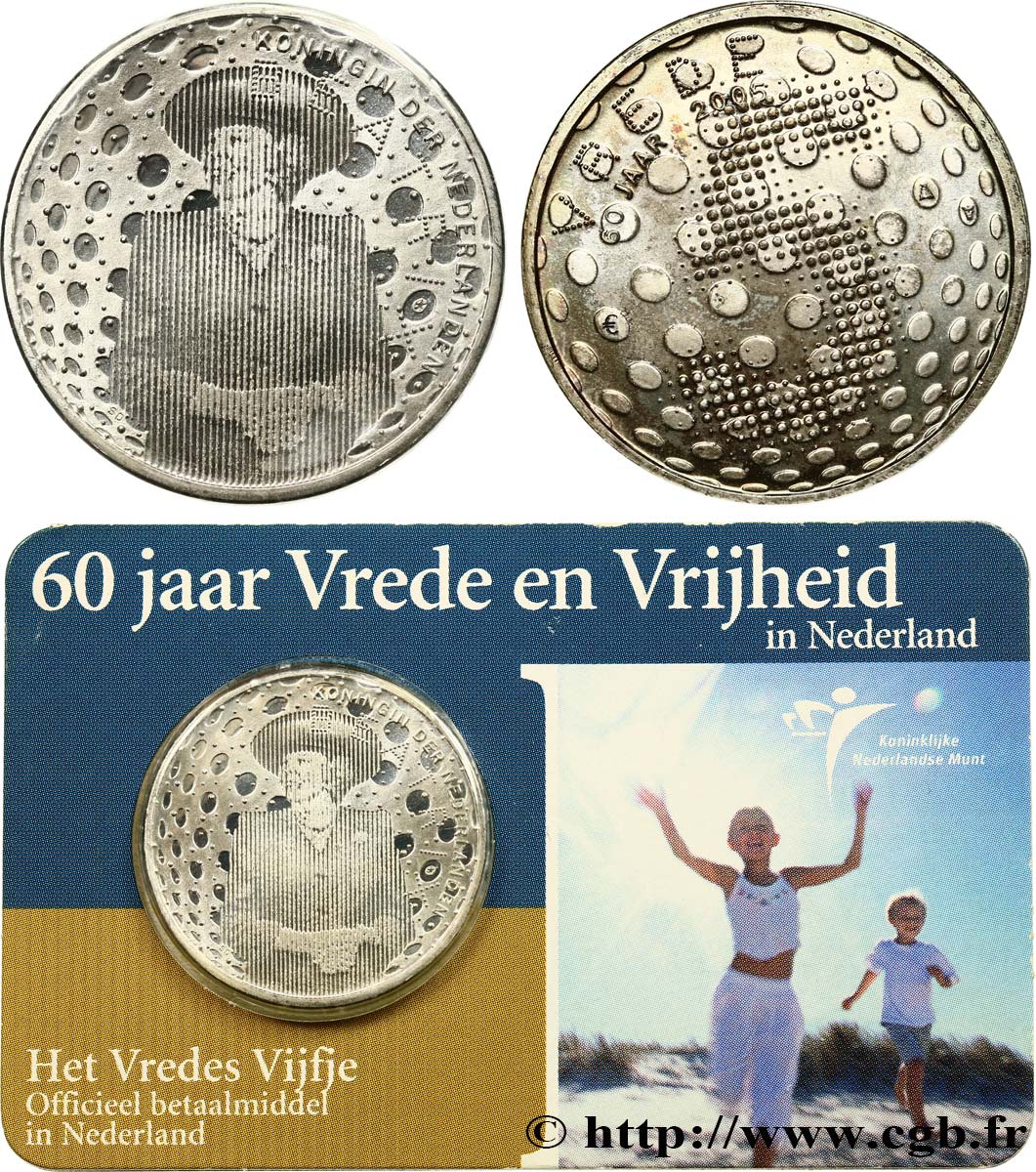 PAYS-BAS Coin-Card 5 Euro 60 ANS DE PAIX ET LIBERTÉ 2005 SPL