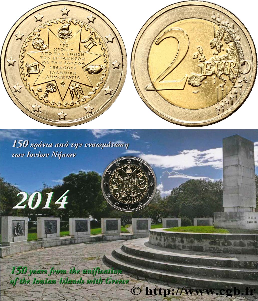 GRIECHENLAND Blister 2 Euro UNION ÎLES IONIENNES - GRÈCE 2014