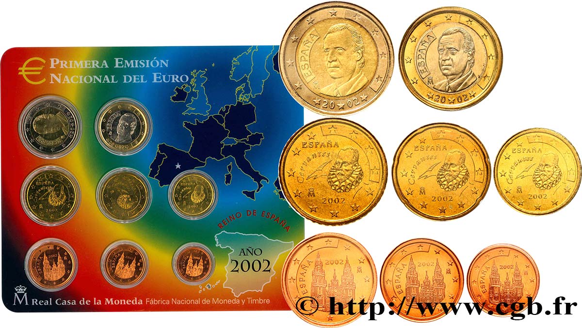 SPAIN SÉRIE Euro BRILLANT UNIVERSEL 2002 Brilliant Uncirculated