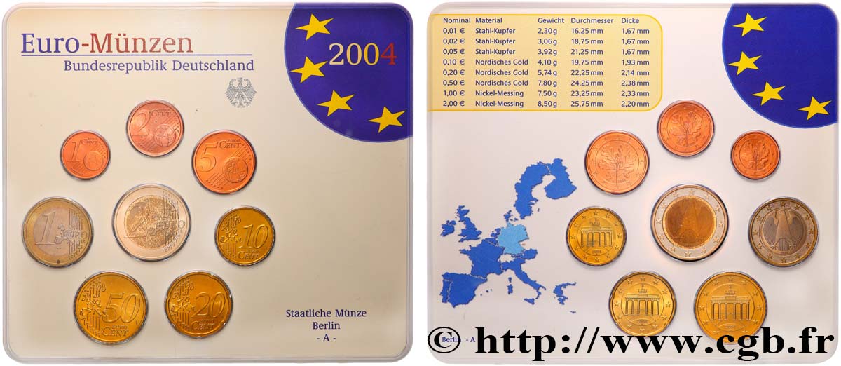 ALLEMAGNE SÉRIE Euro BRILLANT UNIVERSEL  - Berlin A 2004 BU