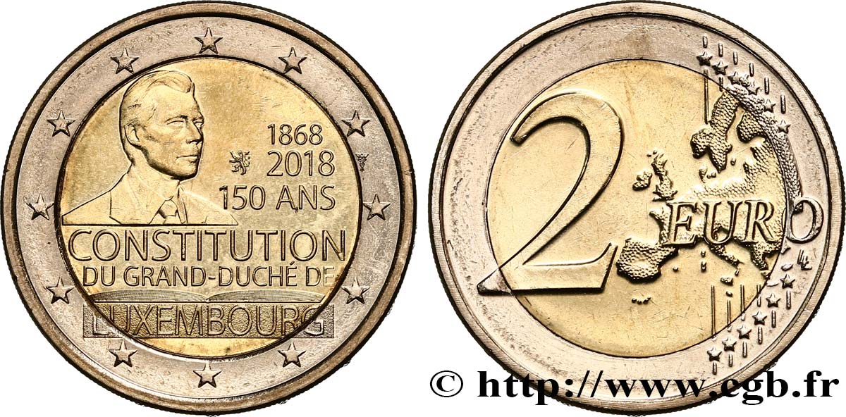 LUXEMBOURG 2 Euro 150e ANNIVERSAIRE DE LA CONSTITUTION LUXEMBOURGEOISE 2018 SPL