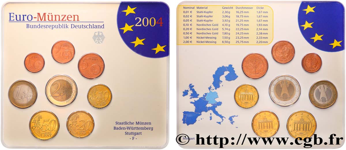 ALEMANIA SÉRIE Euro BRILLANT UNIVERSEL  2004 BU