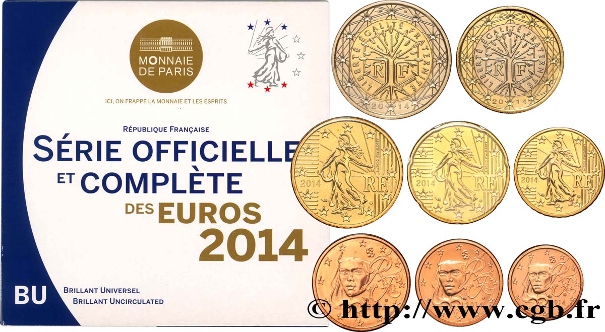 FRANCIA SÉRIE Euro BRILLANT UNIVERSEL  2014 BU