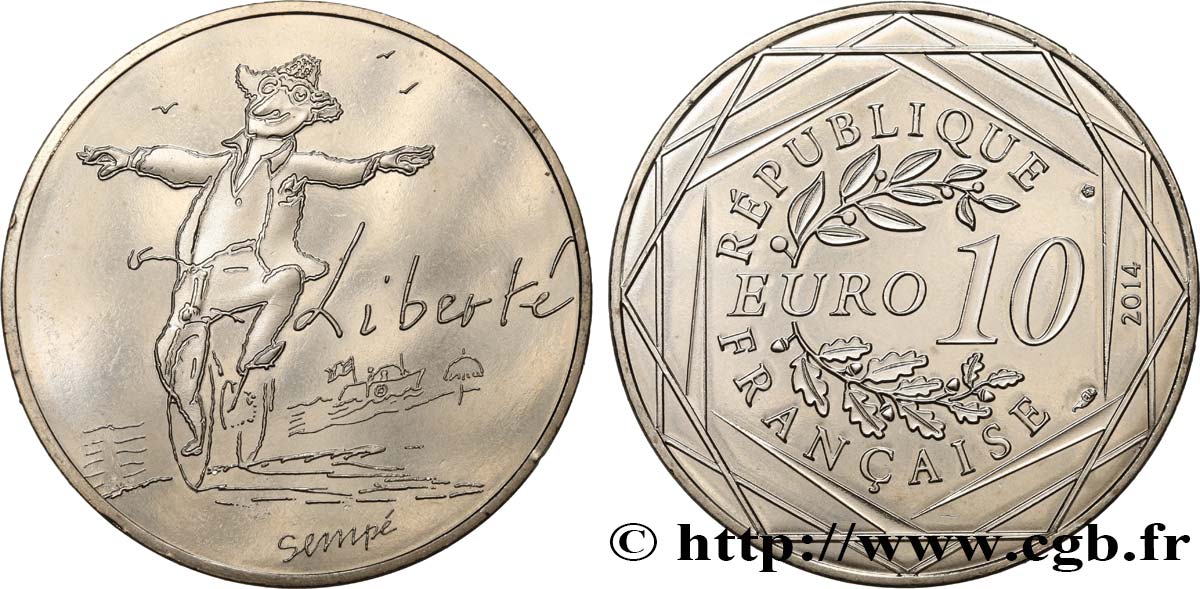 FRANCE 10 Euro LIBERTÉ par SEMPÉ (printemps) 2014 MS