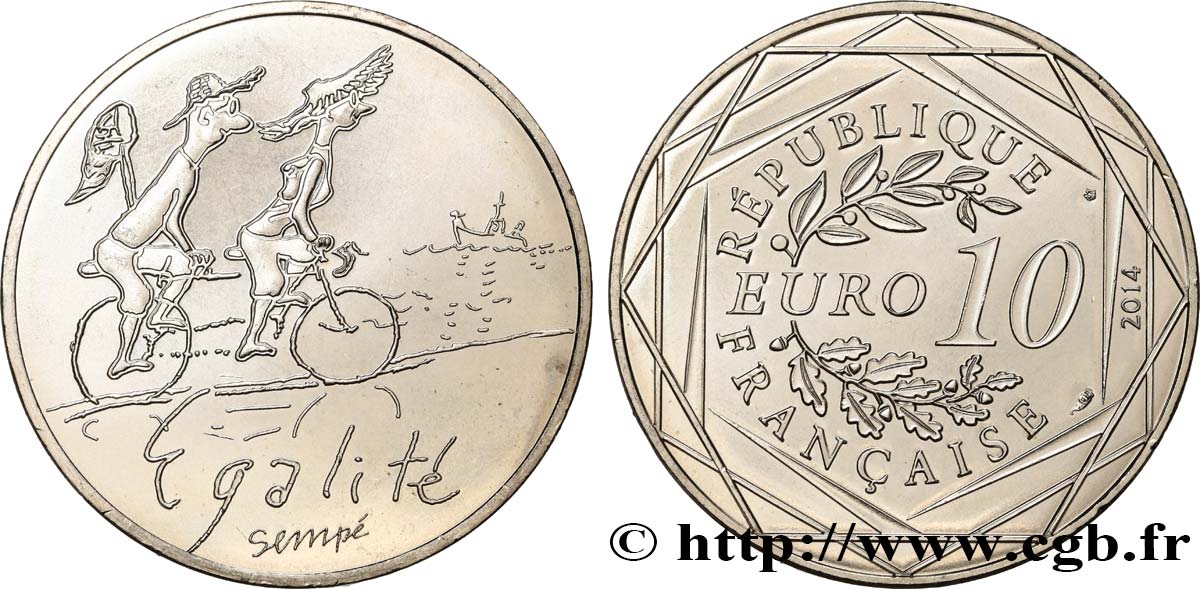 FRANKREICH 10 Euro ÉGALITÉ par SEMPÉ (été) 2014