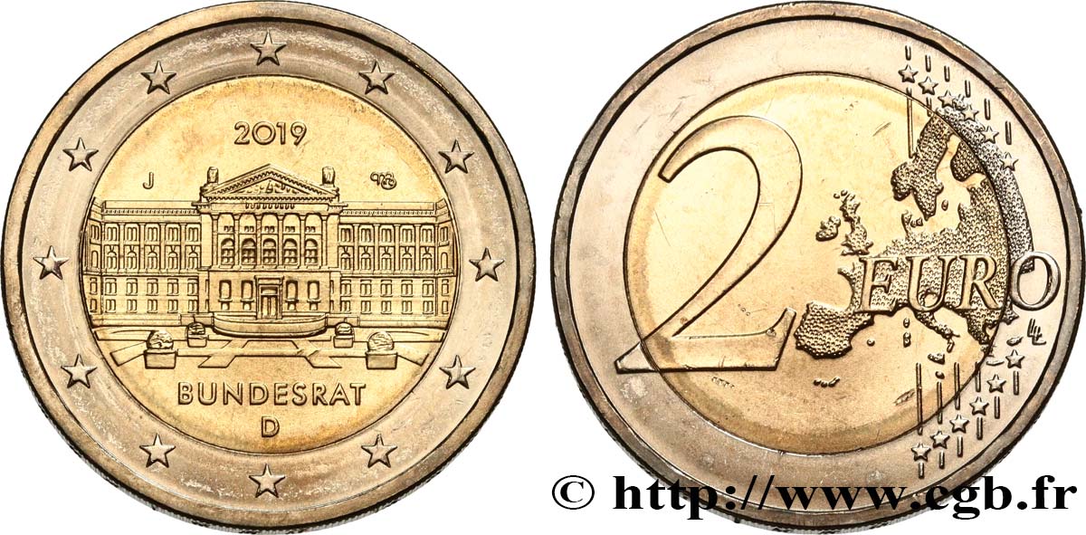 GERMANY 2 Euro BUNDESRAT - Hambourg J 2019 MS