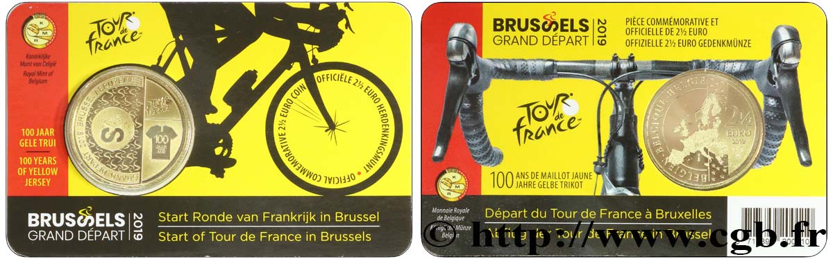 BELGIQUE Coin-card 2 Euro 1/2 TOUR DE FRANCE 2019 - Version flammande 2019 FDC