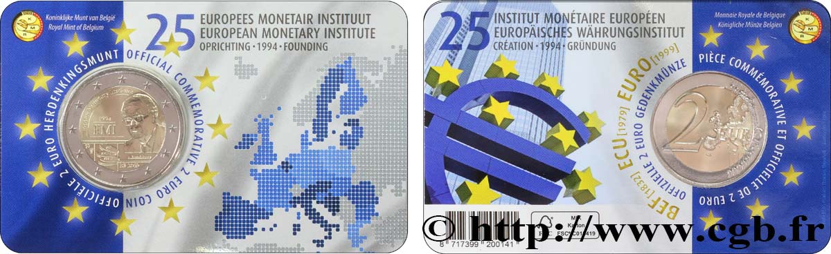 BELGIO Coin-card 2 Euro INSTITUT MONÉTAIRE EUROPÉEN (IME). - Version flamande 2019 FDC