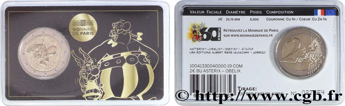FRANCE Coin-Card 2 Euro ASTÉRIX - Version Astérix et Obélix 2019 Brilliant Uncirculated
