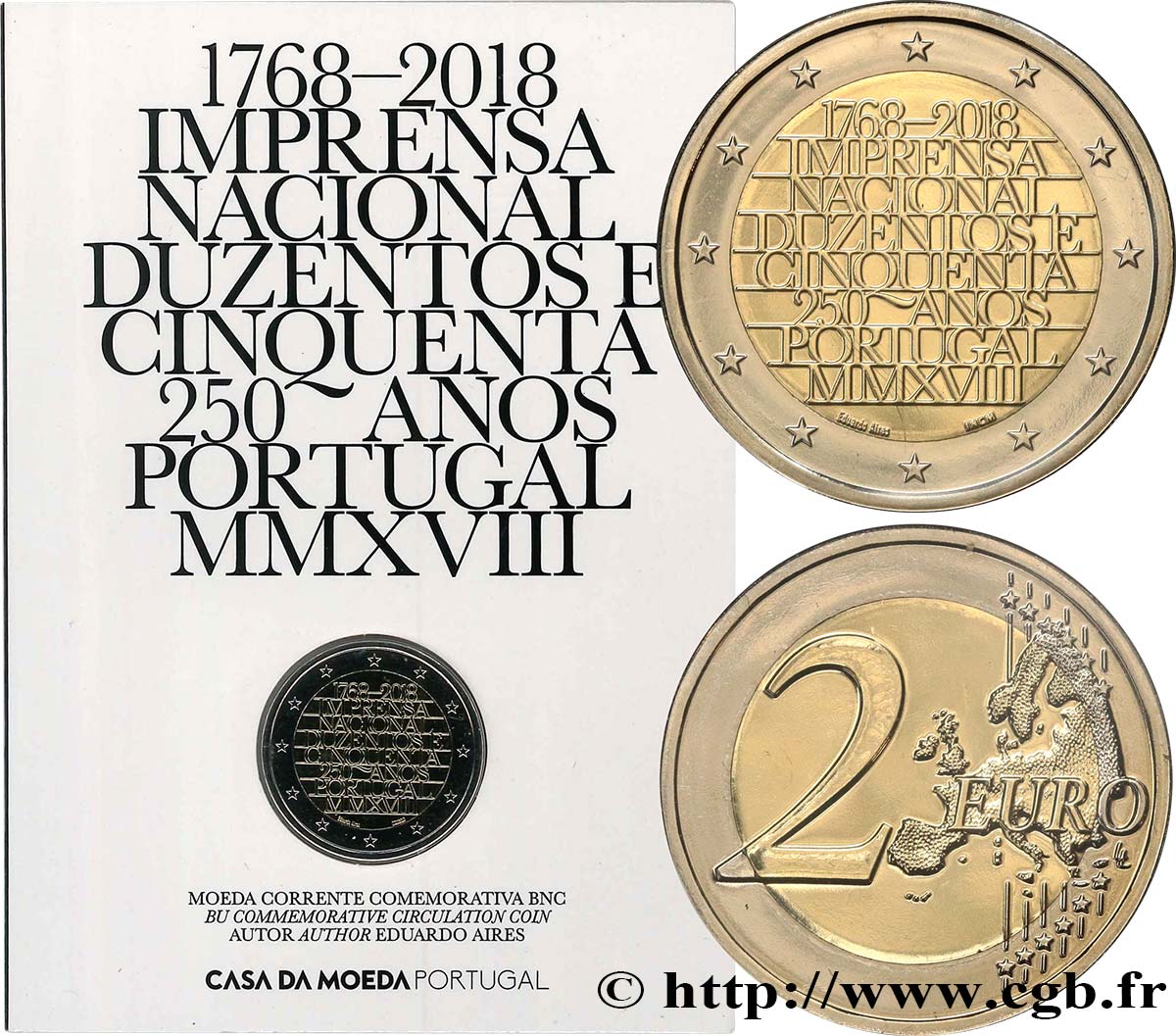 PORTUGAL Coin-Card 2 Euro 250e ANNIVERSAIRE DE LA PRESSE NATIONALE 2018 BU