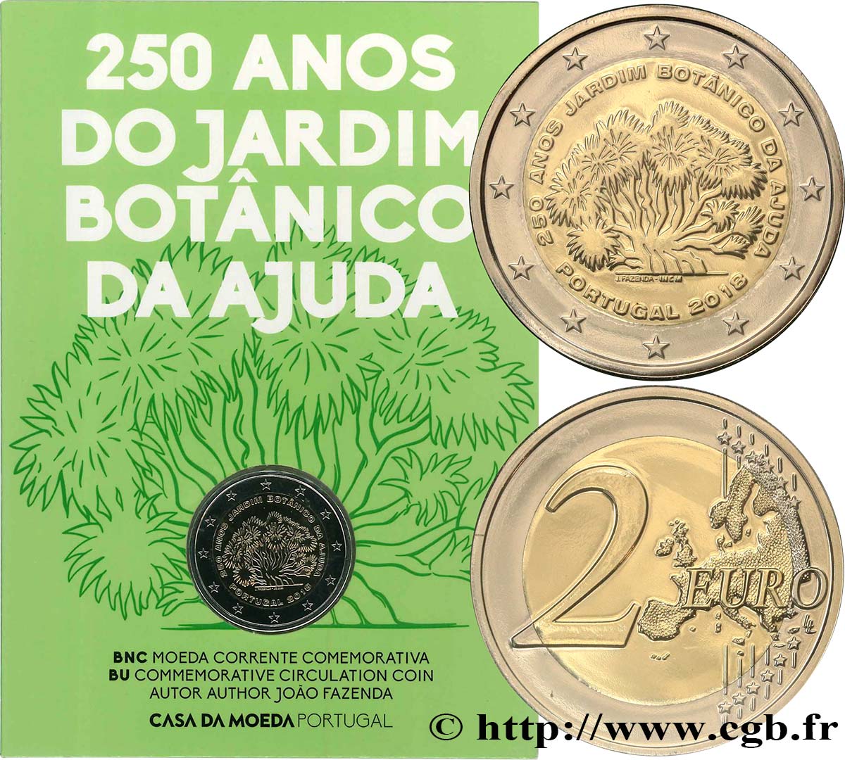 PORTUGAL Coin-Card 2 Euro JARDIN BOTANIQUE D’AJUDA 2018 BU