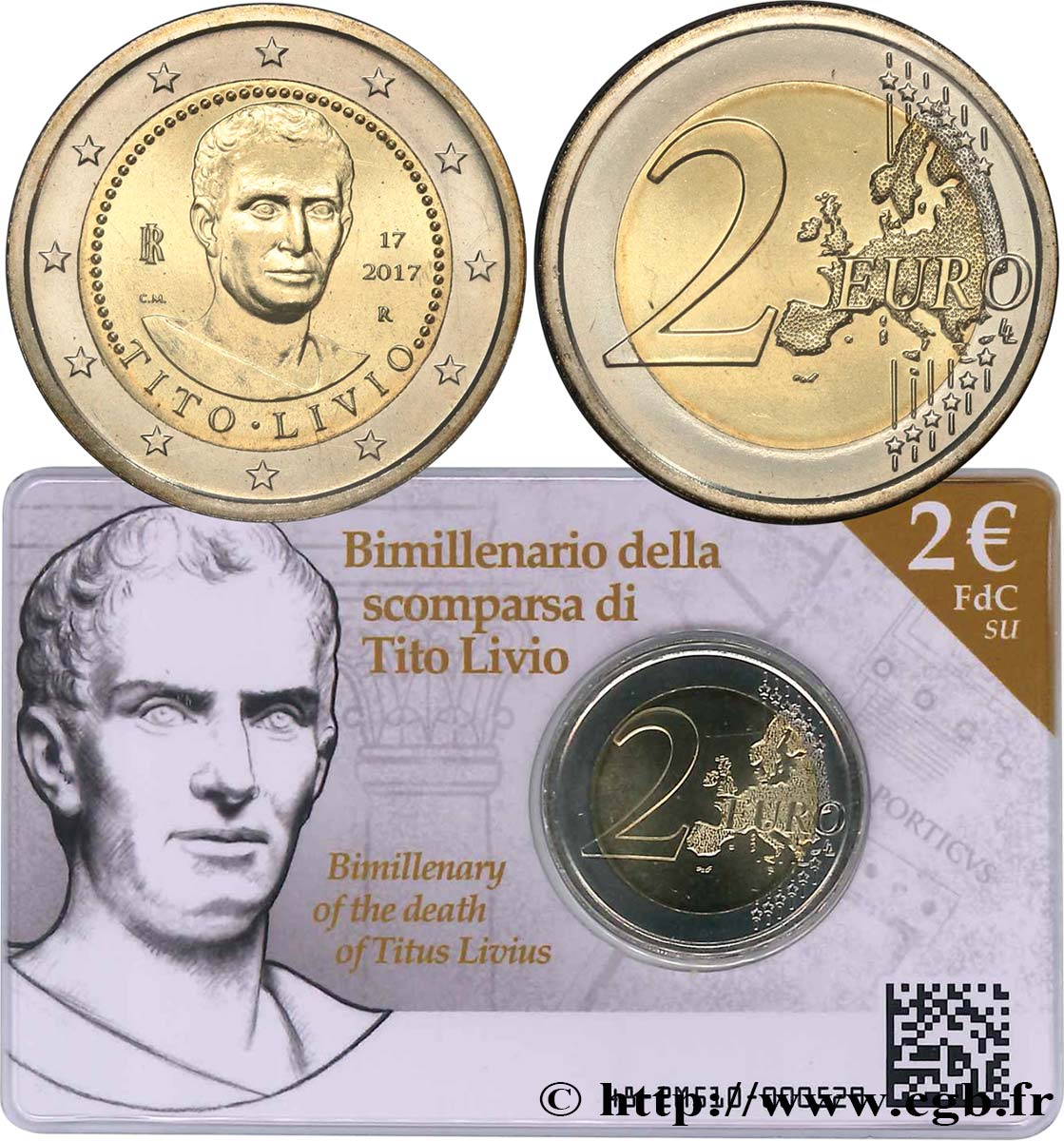 ITALY Coin-Card 2 Euro TITE-LIVE 2017 Brilliant Uncirculated