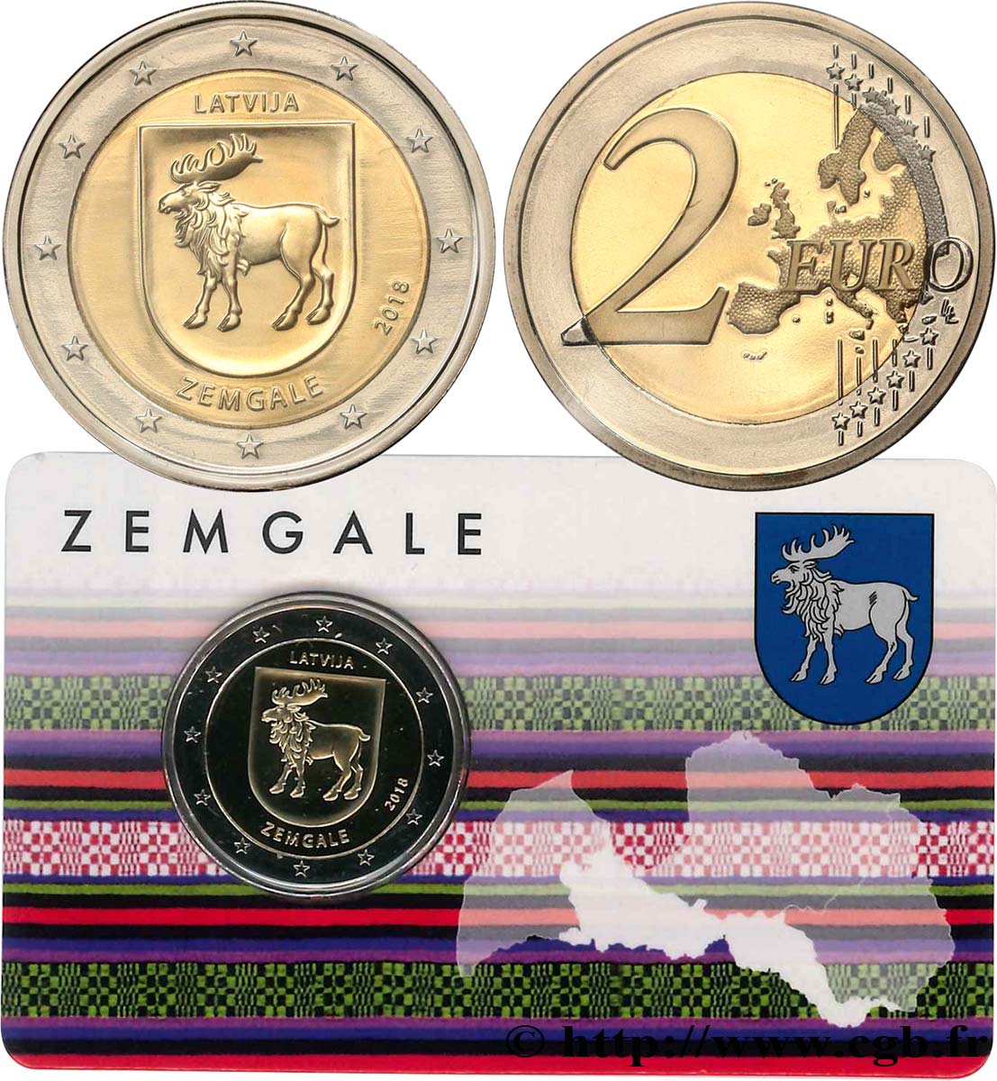 LETONIA Coin-Card 2 Euro ZEMGALE 2018 BU