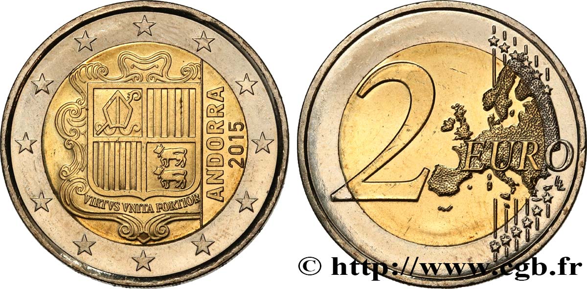 ANDORRA (PRINCIPALITY) 2 Euro ARMOIRIES 2015 MS